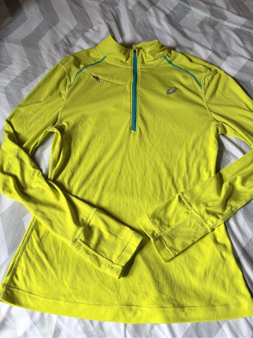 Asics Neon Yellow Long-Sleeve Quarter-Zip Running Top